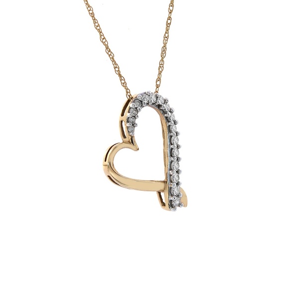 0.70 Carat Round Cut Diamond Heart Pendant Gold
